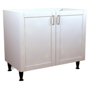 1000 Base Cabinet Double Door 560 Crystal White Matt Shaker Style Flat Pack